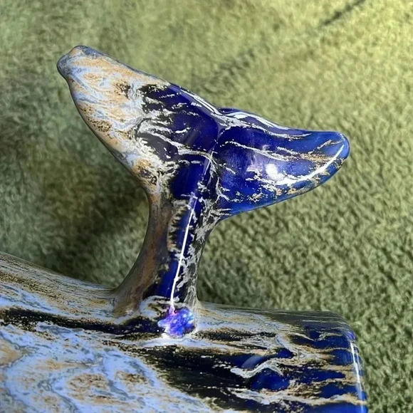 Whale Tail Mug Doug Wylie Pottery Handmade Cobalt Blue Fat Drip Glaze 1981 - Picture 7 of 16